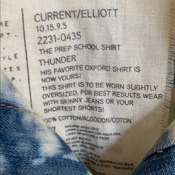 CURRENT ELLIOTT TYE DIE SHIRT W/BRASS BUTTONS SZ 2 - Picture 2 of 5